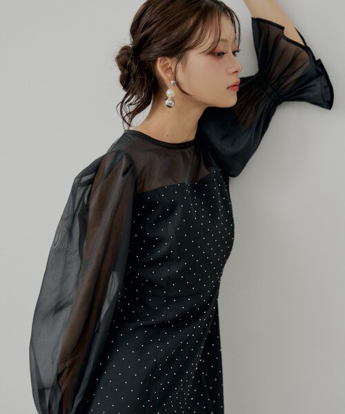 Chico(チコ) ワンピース 「WEB限定/SALON by Chico」配色シースルー Chico(チコ) ワンピース 「WEB限定/SALON by Chico」配色シースルー