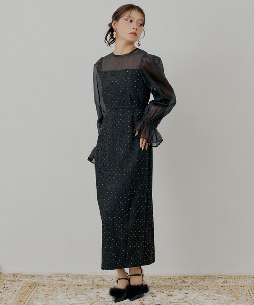 Chico（チコ） ワンピース 「WEB限定/SALON by Chico」配色シースルー