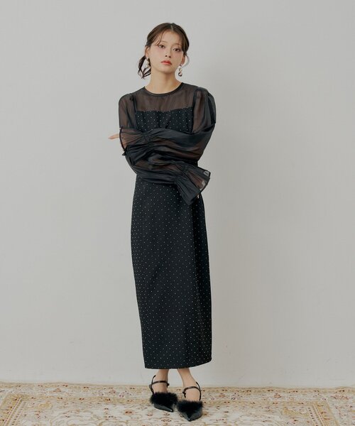 Chico（チコ） ワンピース 「WEB限定/SALON by Chico」配色シースルー