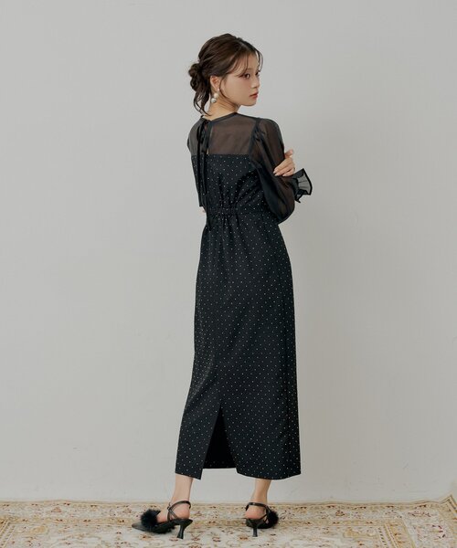 Chico（チコ） ワンピース 「WEB限定/SALON by Chico」配色シースルー