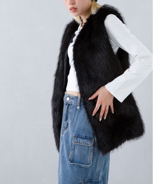 「SpRay」 ベスト FREE ベージュ レディース_画像7