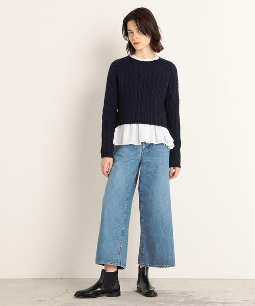 「MACPHEE」 長袖ニット S ライトブルー レディース_画像2