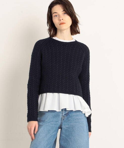 「MACPHEE」 長袖ニット S ライトブルー レディース_画像3