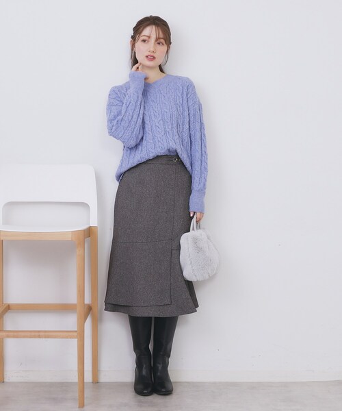 index（インデックス） ニット セーター ラメ混ファンシーケーブルV