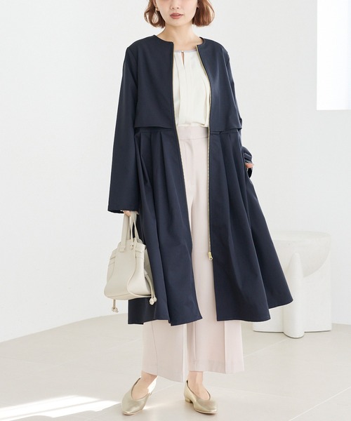 ノーカラーコート コート タックプリーツノーカラーコート レディース | LAVEANGE | 02