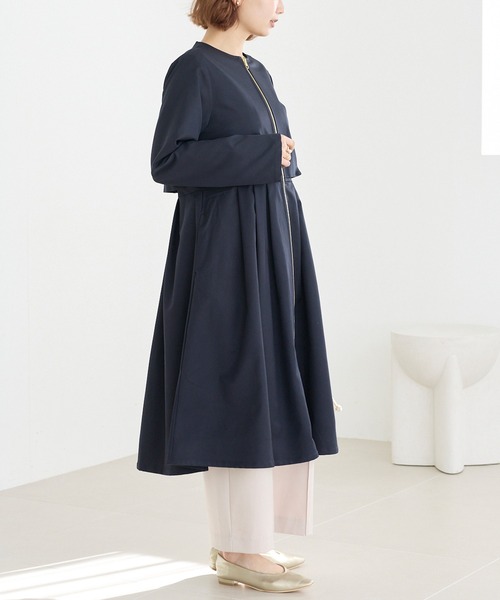 ノーカラーコート コート タックプリーツノーカラーコート レディース | LAVEANGE | 15