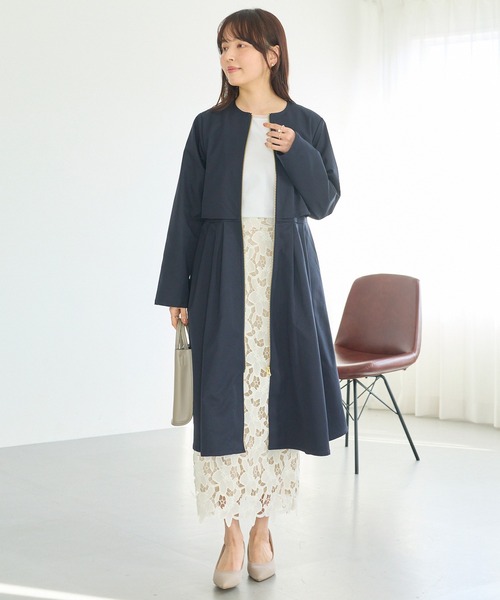 ノーカラーコート コート タックプリーツノーカラーコート レディース | LAVEANGE | 19