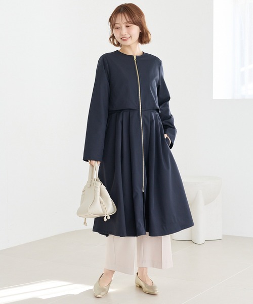 LAVEANGE（ラビアンジェ） ノーカラーコート コート タックプリーツ
