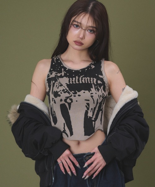 dispark タンクトップ ノースリーブ DISPARK/「26年春夏新作」スタッズ