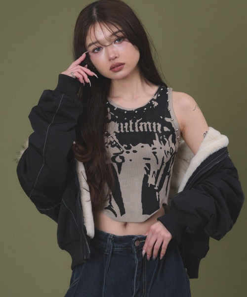 dispark タンクトップ ノースリーブ DISPARK/「26年春夏新作」スタッズ