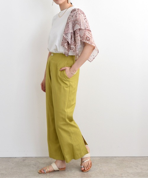 「LHELBIE」 7分袖カットソー M ブルー レディース_画像2