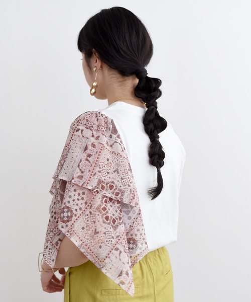 「LHELBIE」 7分袖カットソー M ブルー レディース_画像7