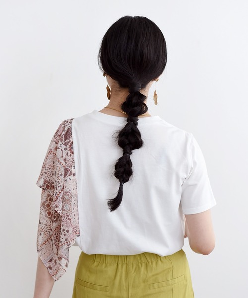 「LHELBIE」 7分袖カットソー M ブルー レディース_画像8