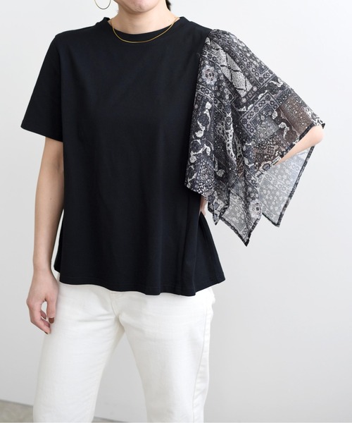 「LHELBIE」 7分袖カットソー M ブルー レディース_画像9