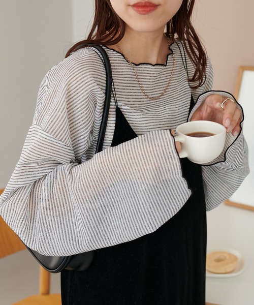 「DISCOAT」 長袖カットソー FREE ベージュ レディース_画像3