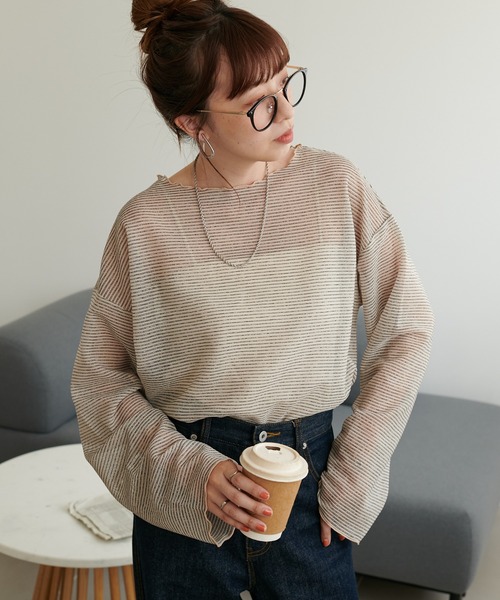 「DISCOAT」 長袖カットソー FREE ベージュ レディース_画像5