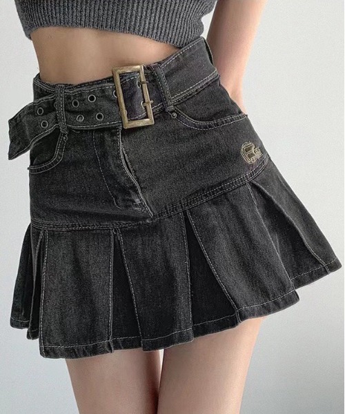 「BARELY BLUE」 デニムスカート S ブラック レディース_画像2