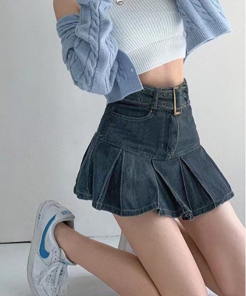 「BARELY BLUE」 デニムスカート S ブラック レディース_画像5