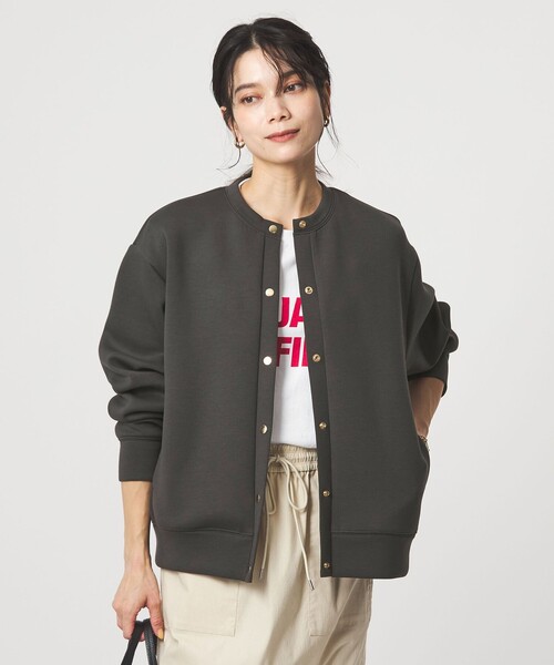 金ボタン ノーカラーカーディガン ネイビー グリーンレーベル green label relaxing（グリーンレーベルリラクシング）の「フォルム