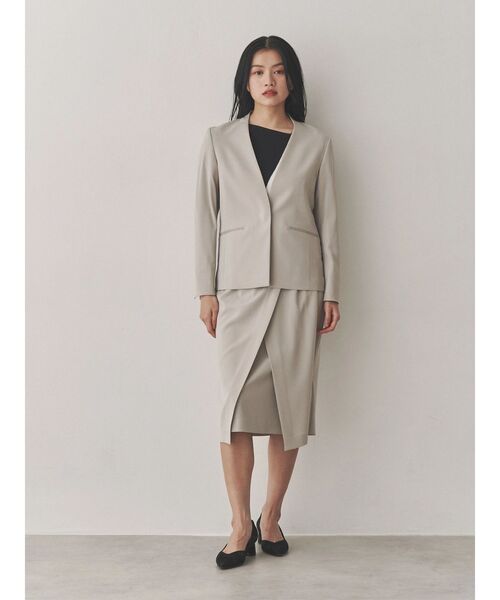 「TONAL」 ノーカラージャケット SMALL ネイビー レディース_画像4