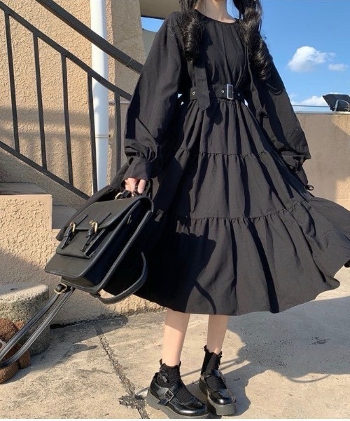 「almo」 長袖ワンピース FREE ブラック レディース_画像4