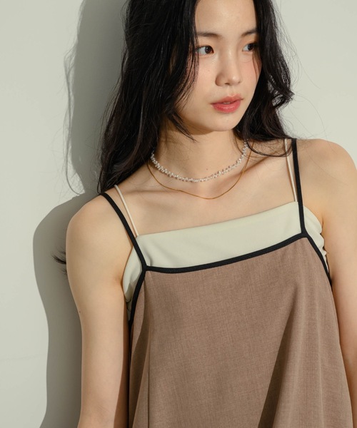 「NEUNA」 キャミソールワンピース SMALL ブラウン レディース_画像6