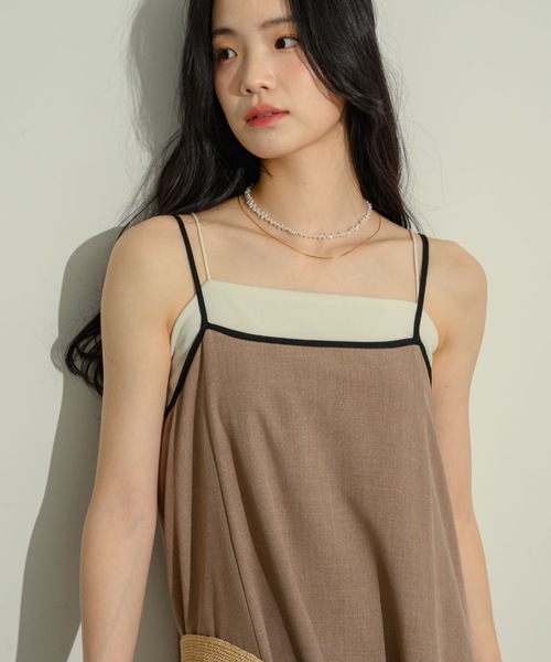 「NEUNA」 キャミソールワンピース SMALL ブラウン レディース_画像7