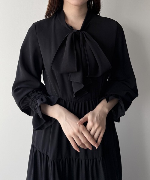 「mipiarl」 長袖ワンピース MEDIUM ブラック レディース_画像7