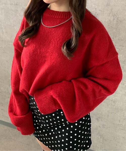 「link lot」 長袖ニット M ワイン メンズ_画像4