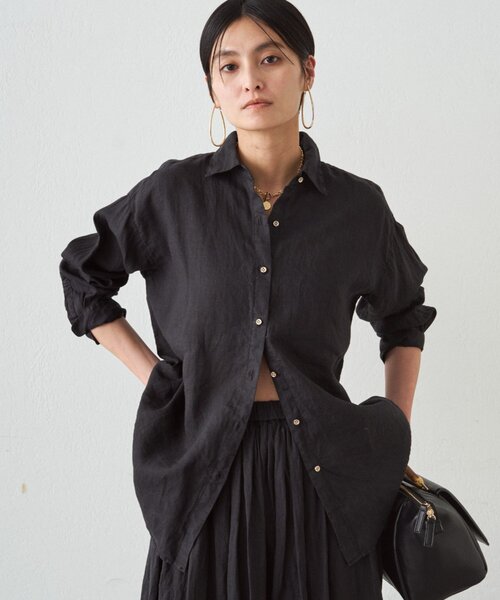 ☆ラウンジドレス☆バックタイシャツ　ベージュ LOUNGEDRESS（ラウンジドレス）の「リネンバックタイシャツ（シャツ