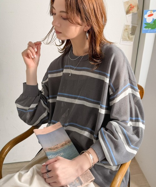 JaVa ゆったりドルマンニット アイボリー 大人可愛い春秋L シルエット JaVaジャバ コラボ》【family+】ゆるニットであざと感。重ね着風