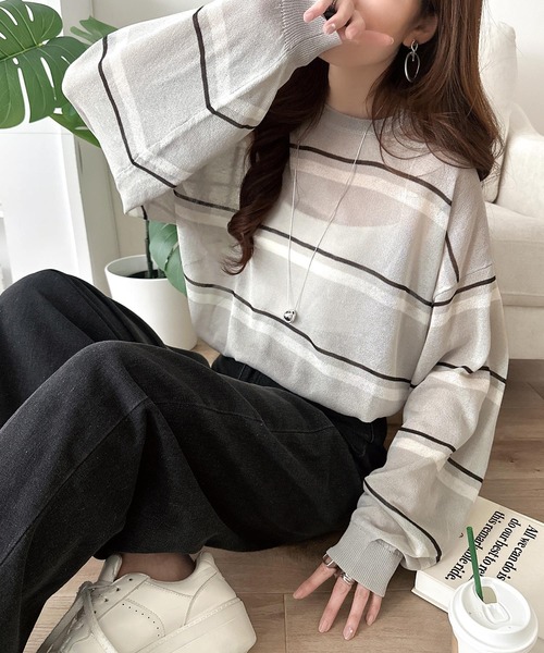 JaVa ゆったりドルマンニット アイボリー 大人可愛い春秋L シルエット セール】《JaVaジャバコラボ》ゆるっと大人カジュアル。綿100