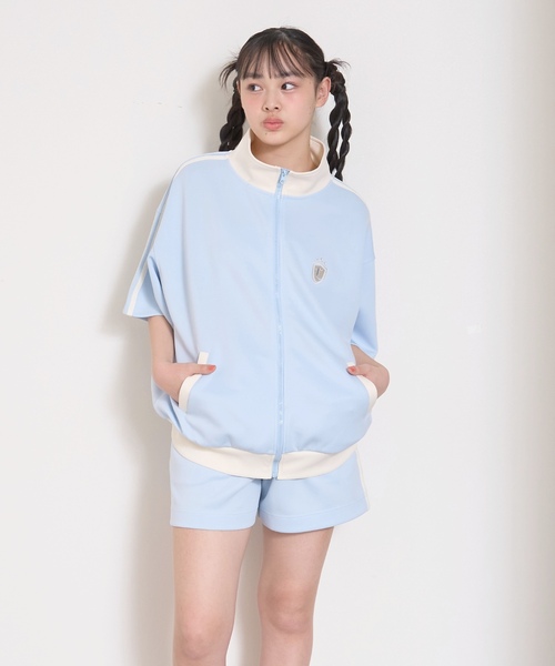セットアップ 「LTXC/吸水速乾」半袖トラックジャケットセットアップ キッズ 子供服 女の子の画像