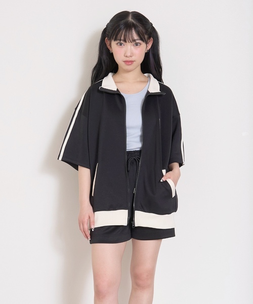 セットアップ 「LTXC/吸水速乾」半袖トラックジャケットセットアップ キッズ 子供服 女の子の画像