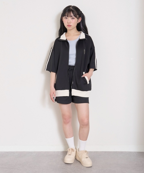 セットアップ 「LTXC/吸水速乾」半袖トラックジャケットセットアップ キッズ 子供服 女の子の画像