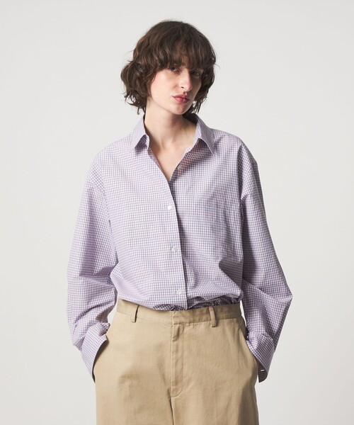 シャツ/ブラウス(長袖/七分) roku 6 CHECK SHIRT 6 ブラウス シャツ 「6(ROKU)」コットン ソリッド＆ チェック シャツ