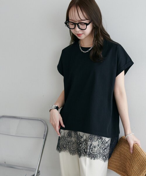 tシャツ 「WEB限定」ヒゲレースフレンチチュニック レディース | Discoat | 23