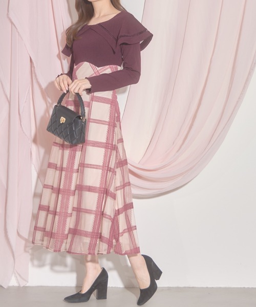 「tocco closet」 ドッキングワンピース M ベージュ レディース_画像6