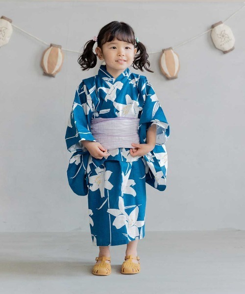 BABY シュガーブーケ柄　浴衣　新品未使用タグ付き フェリシモMama 浴衣 Moredde 着付けいらずで着脱簡単 綿100