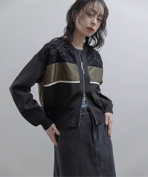 【完売美品】eimee law エイミーロウ　メッシュ　ニット　ブルゾン　カーキ Eimee Law（エイミーロウ） ブルゾン アウター マルチTEXミリタリー