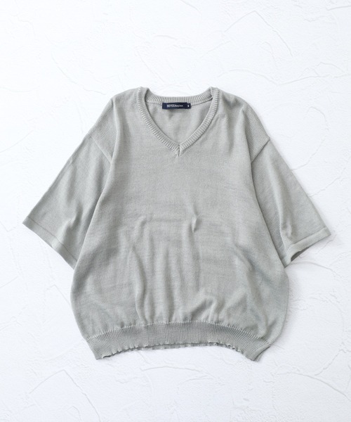 「FUNALIVE」 半袖ニット LARGE グレー メンズ_画像5
