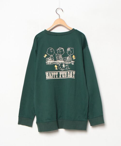 「PEANUTS」 ワンポイントスウェットカットソー X-LARGE グリーン メンズ_画像2