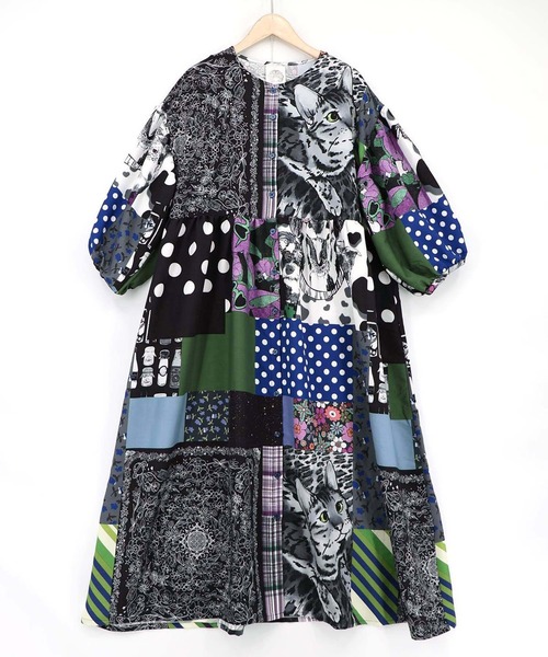 ScoLar（スカラー） シャツワンピース POPコラージュ総柄シャツ