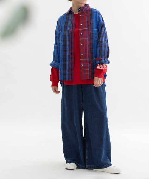 「nop de nod」 長袖シャツ M レッド レディース_画像2