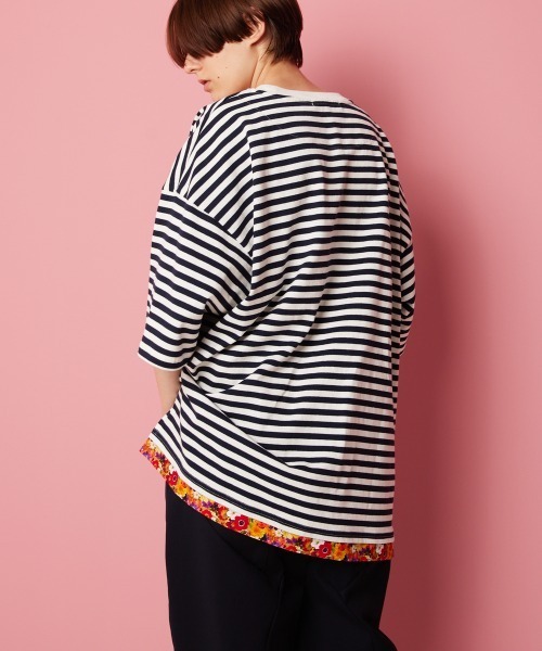 rehacer tシャツ : Flower Wide Silket Border CS Made in Japan