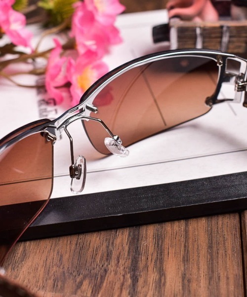 NO WAY サングラス /レザーテンプルフレームレスサングラス/ メンズ