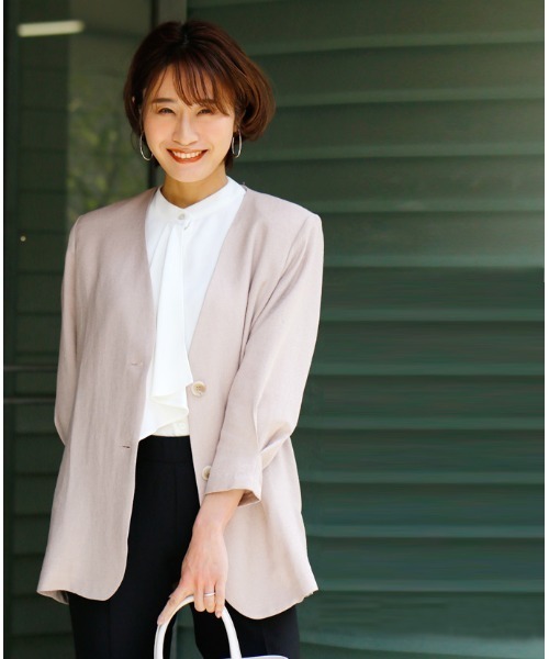 Ehre style ジャケット ノーカラージャケット オフィスに！軽く
