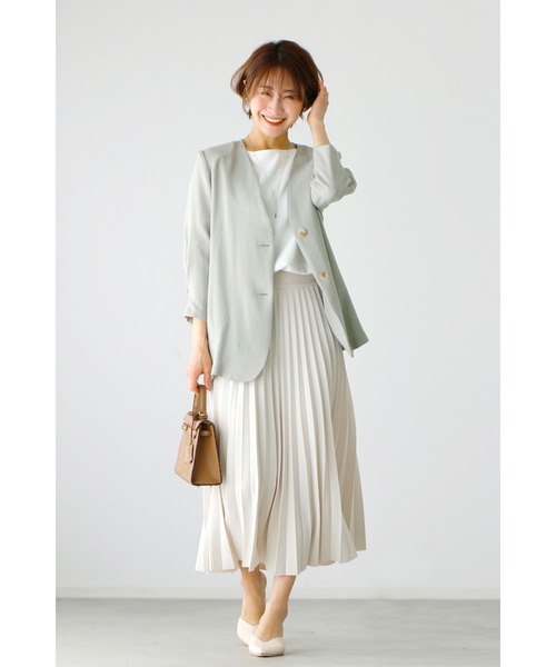 Ehre style ジャケット ノーカラージャケット オフィスに！軽く