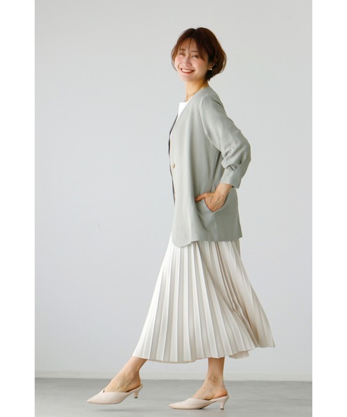 【短時間着用】　Ehre style エーレスタイル　ノーカラージャケット Ehre style ジャケット ノーカラージャケット オフィスに！軽く