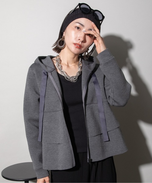 パーカー ダンボールニット フリルジップパーカ レディース : ZOZOTOWN